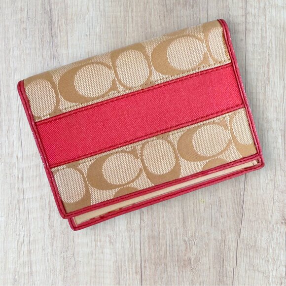 Coach Signature Passport Holder Wallet Canvas Leather Bifold Travel Organizer - Picture 1 of 4